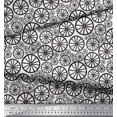 thumbnail image 1 of Soimoi Noir Tissu de Crêpe de polyester Roue Décor Ethnique Tissu Imprimé Yard 42 Pouces de Large, 1 of 3