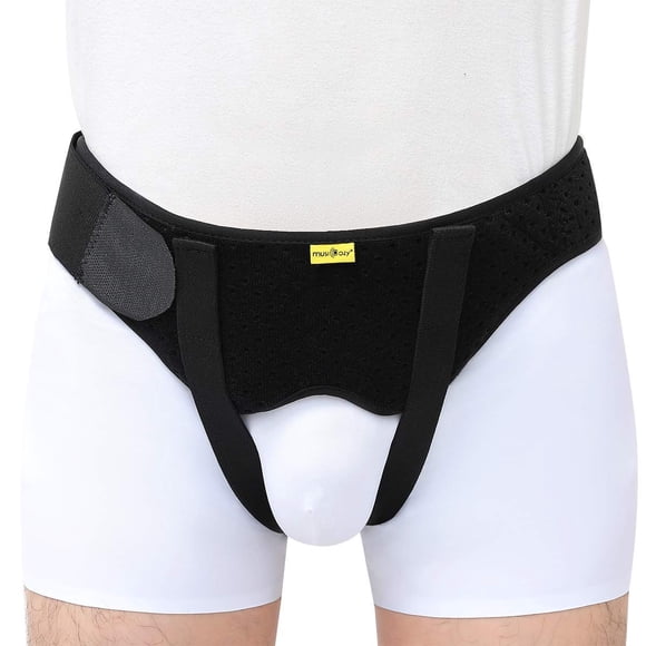 Ceinture de Hernie à Charnière pour Hernie Inguinale Simple/double Ou Hernie Sportive, Orthèse de Soutien pour Hernie pour Hommes pour Femmes, Sangle de Récupération pour Soulagement de la Douleur avec 2 Coussinets de Compression Amovibles, Matériau Confortable