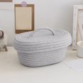 thumbnail image 4 of Oval Baskets With Lids Decorative Baskets With Lids Organizing Natural Cotton Rope Lidded Baskets With Handles Storage Baskets With Lid for Daily Household Storage and Travel Storage, 4 of 4