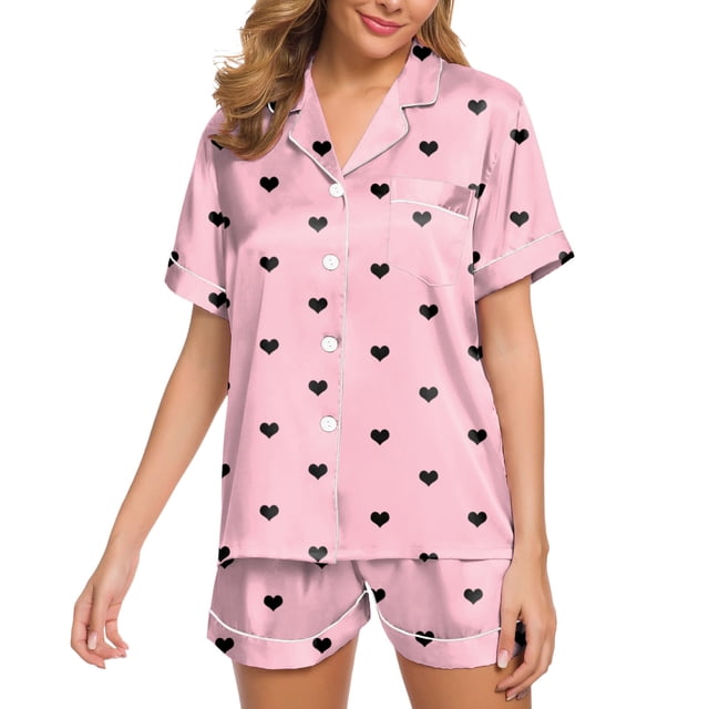 HNMKIU Pyjamas Womens Pajamas Set Two Piece Pj Sets Sleepwear Loungewear Button Down Pj Sets