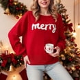 thumbnail image 4 of WUANDIXFA Chandails pour Femmes Chandails Décontractés pour Femmes Noël Automne Hiver Manches Longues Col Rond Haut Festif Chandails à Enfiler pour Femmes Rouge,G, 4 of 6