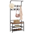 thumbnail image 1 of Coat Rack Shoe Bench, 3-in-1 Hall Tree Shoe Rack for Entryway, 3-Tier Storage Shelf and 8 Hooks Removable, Industrial Accent Furniture with Steel Frame, Multifunctional Hallway Organizer, 1 of 9