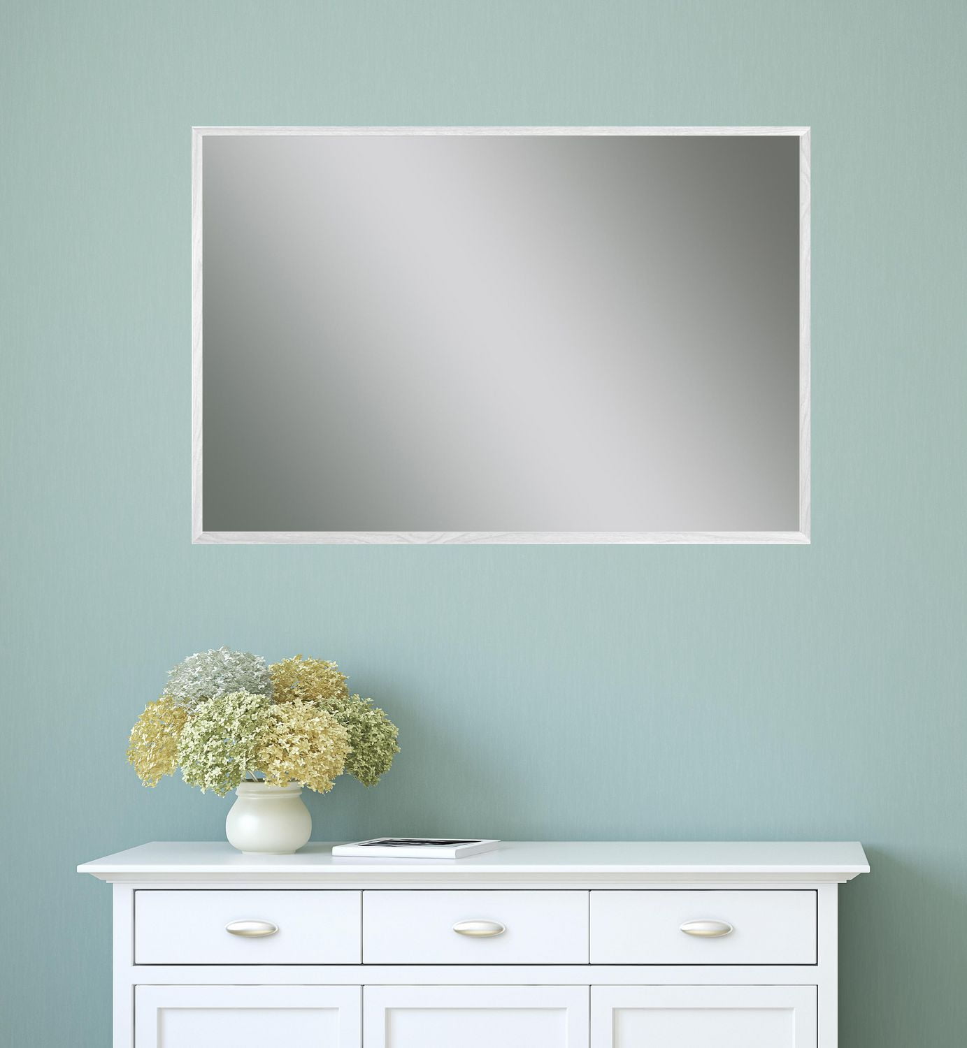 Hometrends miroir mural avec cadre Adler, finition grain blanc,  Miroir décoratif,  18pox22po