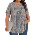 thumbnail image 2 of DDAPJ pyju Hauts Boho pour Femmes Grande Taille T-Shirts Graphiques Floraux Col Rond Manches Courtes Blouse d'Été Décontractée Tunique Coupe Ample Chemise Cache-Ventre Soldes d'Aujourd'hui Orange G, 2 of 9