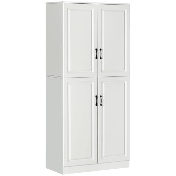 HOMCOM 71" Kitchen Pantry with 4 Hinged Doors and Adjustable Shelves