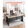 thumbnail image 2 of VEVOR Bureau Exécutif en L, Table de Bureau Moderne Réversible avec Tiroirs et Armoire de Rangement, Grande Table Exécutive en Bois Robuste, Capacité de Charge de 350 Lb, Assemblage Facile, pour le Travail, les Études et l'Écriture, 2 of 9