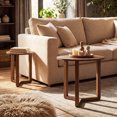 thumbnail image 4 of Costway Round Nesting Coffee Table Set of 2 with Thickened Top & Solid Rubber Wood Legs Walnut, 4 of 10