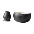 thumbnail image 2 of jifeng Ceramic Matcha Bowl with Whisk Holder Portable for Tabletop Tea Room Kitchen black, 2 of 9