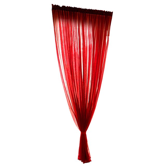 Breathable Natural Window Voile, Polyester Window Drapes, For Living Room Bedroom Red 1x2.7m