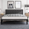 thumbnail image 2 of Amolife King Size Metal Bed Frame with Upholstered Headboard, Dark Grey, 2 of 7