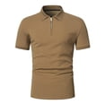thumbnail image 5 of EGNMCR Men Casual Solid Turndown Pullover Patchwork Zipper Short Sleeve Blouse, 5 of 5