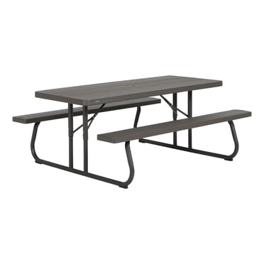 LIFETIME Rectangular 6 Foot Outdoor Picnic Table in Bronze Sand