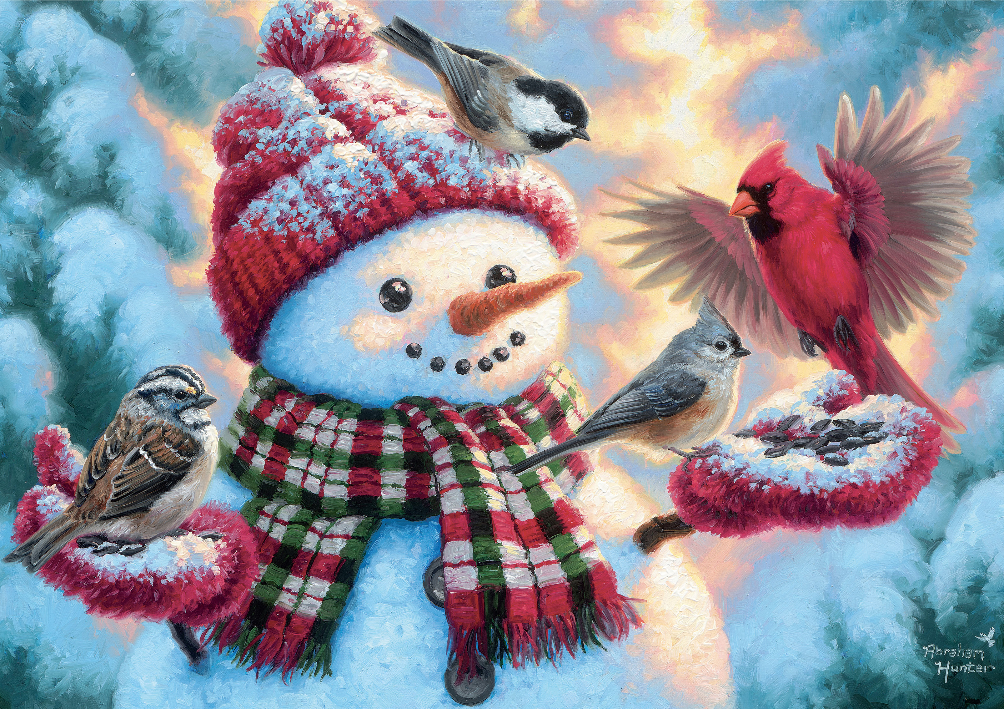 Puzzle à emboîtement de 300 pièces Sunny Snowman de Buffalo Games pour adulte à partir de 14 ans