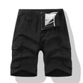 thumbnail image 2 of Men Casual Solid Zipper Button Pockets Elastic Waist Cropped Cargo Shorts(Black,3XL), 2 of 3