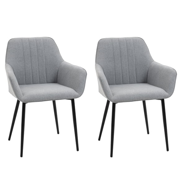 HOMCOM Ensemble de 2 Chaises de Salle à Manger, Chaises d'Appoint Rembourrées avec Pattes en Métal