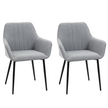 HOMCOM Ensemble de 2 Chaises de Salle à Manger, Chaises d'Appoint Rembourrées avec Pattes en Métal