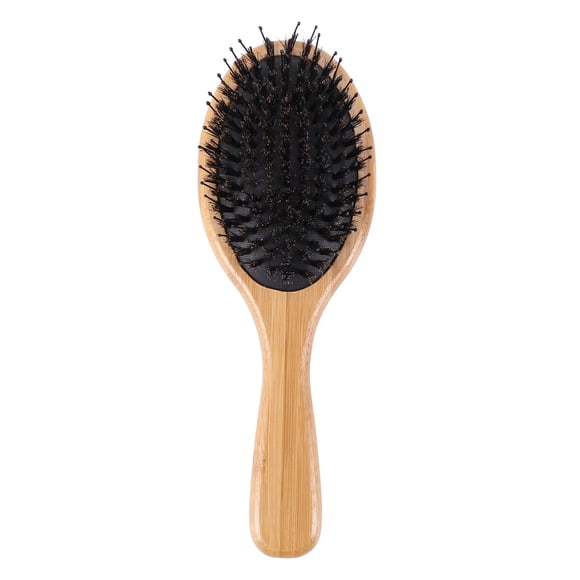 Hair Brush Boar Bristle Hair Brush with Nylon Pins Bamboo Paddle Detangler Brush Detangling Adding Shine Brushes Daily Use for Conditioning Improve Hair Texture,1* put the comb 1* bags 1* boxes,Khaki