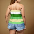 thumbnail image 3 of Posijego Women's Tube Tops Plus Size Going out Strapless Tank Top Striped Color Block Sleeveless Shirts, 3 of 6