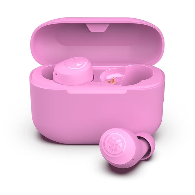 JLab Go Pop+ True Wireless Earbuds, Pink, Bluetooth, IPX4, Be Aware Mode, Customize Sound, Controls