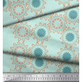 thumbnail image 2 of Soimoi Green Poly Georgette Fabric Sun Mandala Decor Fabric Printed Yard 52 Inch Wide, 2 of 5