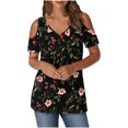 thumbnail image 2 of Soki Women's Off Shoulder Tee Clearance Blouses Short Sleeved V-Neck Fashionable Tops, 2 of 6