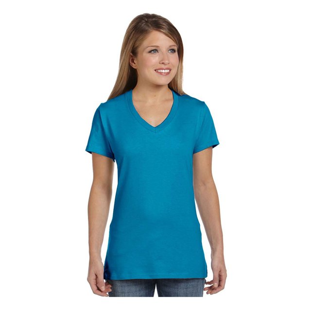 Hanes T-Shirt à Col en V pour Femmes en Coton Ringspun Nano-T, Style S04V