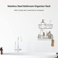 thumbnail image 3 of 2 Pieces Bathroom Organizer Rack, Stainless Steel Basket Shelf with Towel Bar for Shower Storage, 3 of 6