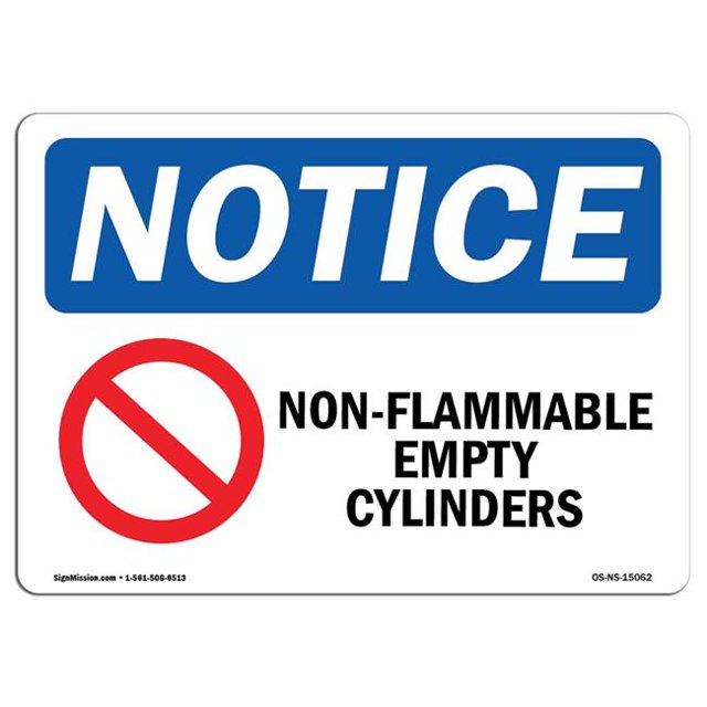 SignMission OS-NS-A-1218-L-15062 12 x 18 Po Panneau d'Avertissement OSHA - Bouteilles Vides Ininflammables