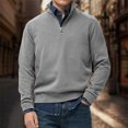 thumbnail image 2 of Migroa Essential Men's Quarter-Zip Sweatshirt -Solid Color Stand-Up Collar Design, Multiple Color Options, Premium Casual Wear Under $20, Grey S, 2 of 4