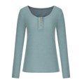 thumbnail image 3 of AherBiu Hauts à Manches Longues pour Femmes, Côtelés, Extensibles, Ajustés, Col Rond, Couche de Base, T-Shirts, Tunique, Chemisier, 3 of 7