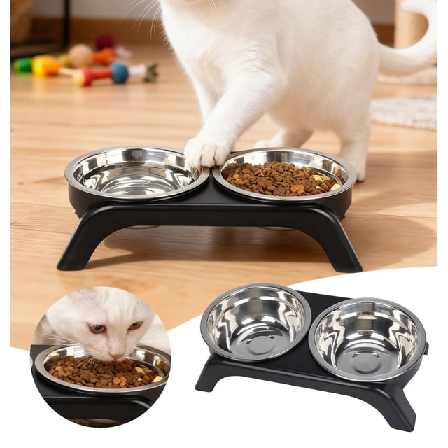 Mangeoire pour Animaux Réglable en Hauteur avec Bols à Alimentation Lente pour Repas Confortables pour Chat et Chien