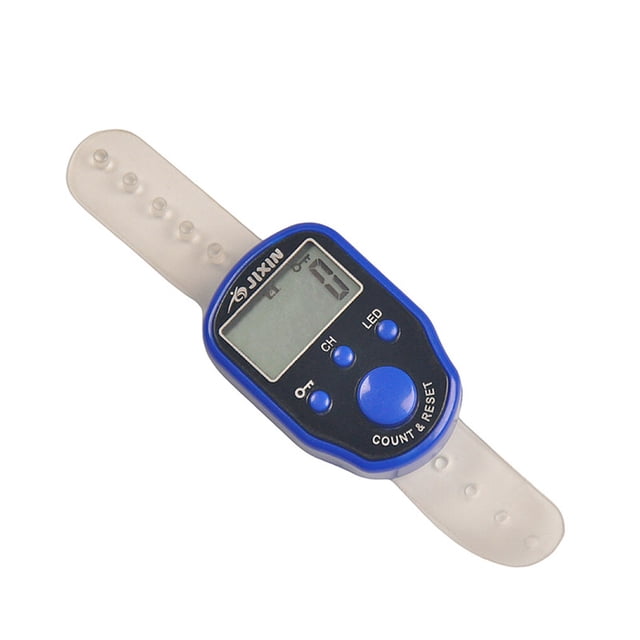 Mini Stitch Marker Row Fingertip Counter with LED Light LCD Electronic Digital Display Tally Timing for Golf Knitting Weave Blue 4.5*3.5*1.2cm