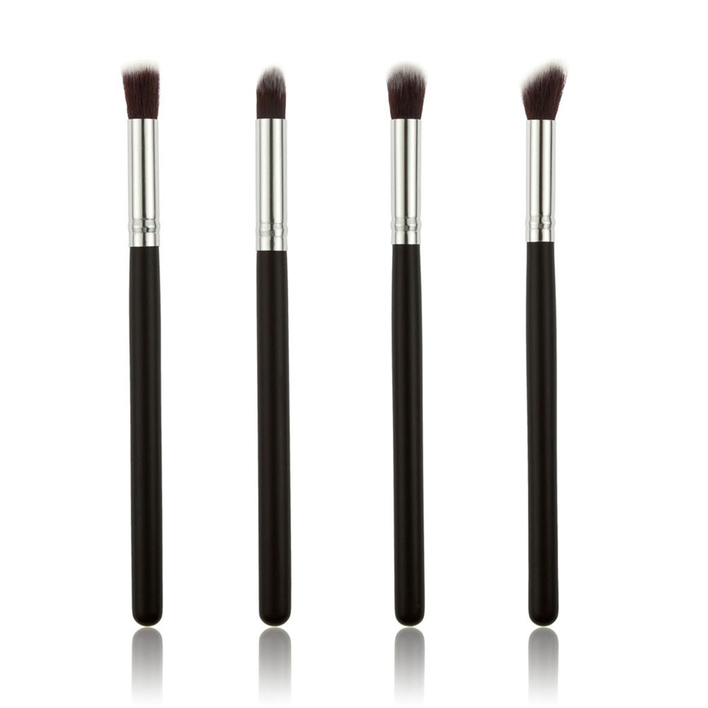 KAKOWELY Eyeshadow Brush Set 4pcs Eye Brushes Set Eyeshadow Blending Pencil Brush Make up Tool Cosmetic Makeup Eyeshadow Lip Eye Blush Foundation Power Brush Set Cosmetic Tool Kit (Black+Silver)