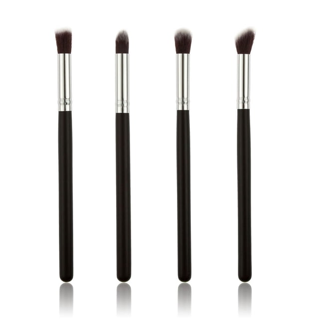 KAKOWELY Eyeshadow Brush Set 4pcs Eye Brushes Set Eyeshadow Blending Pencil Brush Make up Tool Cosmetic Makeup Eyeshadow Lip Eye Blush Foundation Power Brush Set Cosmetic Tool Kit (Black+Silver)