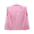 thumbnail image 3 of Women Casual Vest Turn-Down Collar Single-Breasted Tops Frayed Edge Pockets Jacket, 3 of 5