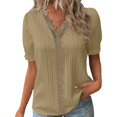 thumbnail image 1 of B91xZ Womens Short Sleeve Tops Round Neck Short Sleeve Tops Pullover,Gold S, 1 of 5