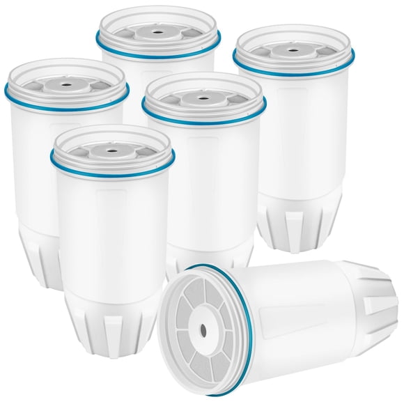 Filtre à Eau Amélioré de Remplacement Compatible avec ZERO Pitcher, Ensemble de 6 Filtres à Eau de Remplacement pour ZR-001, ZR-017, ZD-010RP, ZP-010, Système de Filtration à 5 Étapes, Réduire le Plomb, T