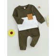 thumbnail image 3 of Fortune 0-3T Toddler Baby Boy Waffle Clothes Patchwork Sweatshirt Pullover Long Pants Infant Fall Winter Outfits, 3 of 6