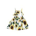 thumbnail image 1 of Kmbangi Robe d'Été à Bretelles pour Fillette, Mignonne, Sans Manches, à Encolure Carrée, Imprimé Tournesol, Robe de Princesse, 1 of 8