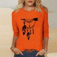 thumbnail image 2 of Dadaria Matters Tee pour Femmes Chemise Orange Manches 3/4 T-Shirt Col Rond Hauts Attrape-Rêves d'Été Blouses 2TG, 2 of 4