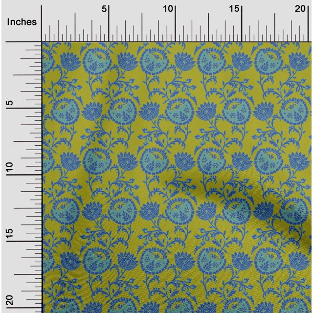 oneOone Polyester Lycra Fabric Leaves & Floral Block Print Fabric By The Yard 56 Inch Wide