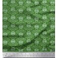 thumbnail image 1 of Soimoi Green Rayon Crepe Fabric Filigree Damask Print Fabric by the Yard 46 Inch Wide, 1 of 3