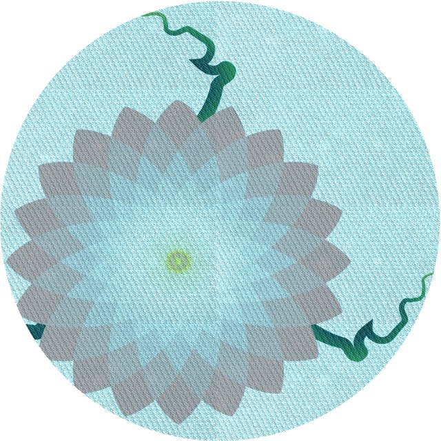 Ahgly Company Tapis de Zone Rond d'Intérieur Lavable à la Machine, Transitionnel, Bleu Hosta Bleu, 3 Pieds Rond