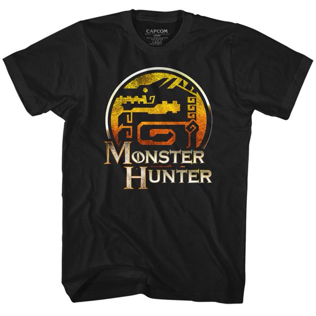 Monster Hunter Video Game MH Logo Black Adult T-Shirt Tee