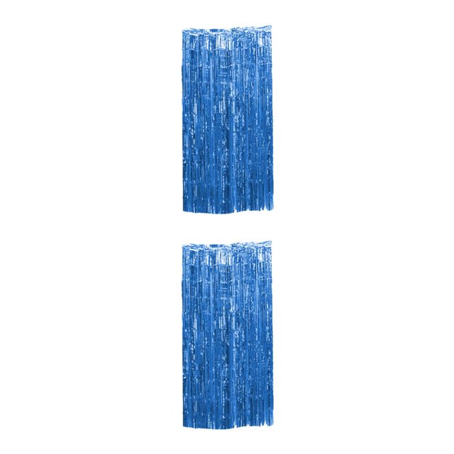 Maytalsory Finger-Safe Tassels Curtain For Customized Birthday Backdrop Luster Foil Curtain Dark Blue 2Set