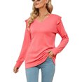 thumbnail image 1 of MAWCLOS Femmes Ample V Cou Tee Loungewear Couleur Unie Tunique Blouse Rose S, 1 of 3