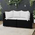 thumbnail image 1 of vidaXL Garden Corner Sofas with Cushions 2 pcs Black Poly Rattan, 1 of 5