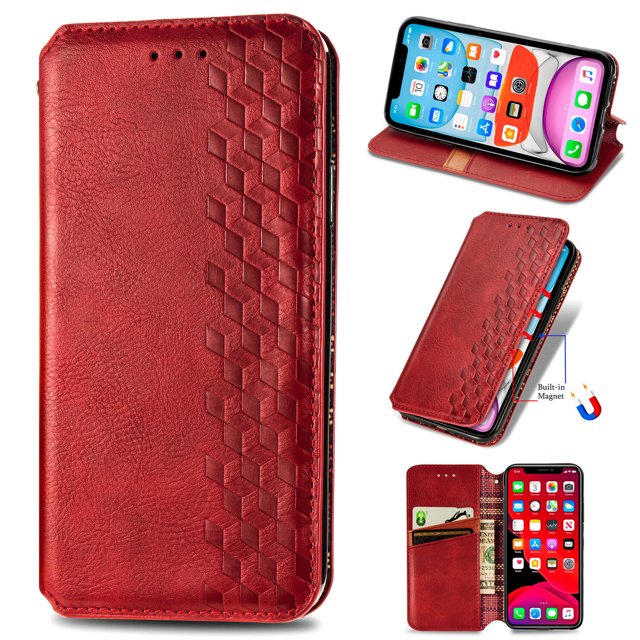 Étui pour iPhone XR à Rabat Portefeuille à Rabat Magnétique Protecteur - Rouge