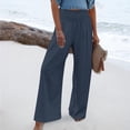 thumbnail image 2 of Timegard Beach Pants for Women Wide Leg Ruched High Waisted Smocked Flowy Summer Casual Loose Trousers, 2 of 5