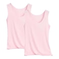 thumbnail image 1 of Miqool Lot de 2 Débardeurs pour Femmes Grande Taille en Soie Glacée Rafraîchissante Sans Coutures sous-Vêtement Col Ras du Cou Sans Manches Hauts de Pyjama, 1 of 5